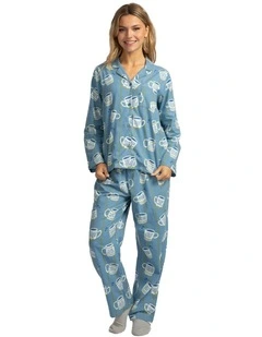 Mitch Dowd - Women's Cuppa Joe Flannel Pyjama Set - Blue