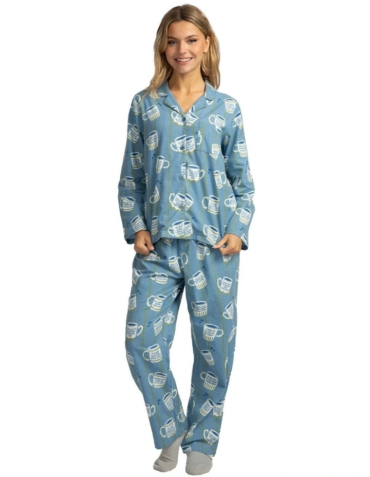 Mitch Dowd - Women's Cuppa Joe Flannel Pyjama Set - Blue image 1