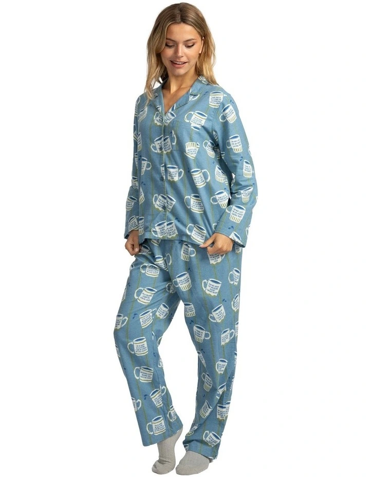 Mitch Dowd - Women's Cuppa Joe Flannel Pyjama Set - Blue image 3