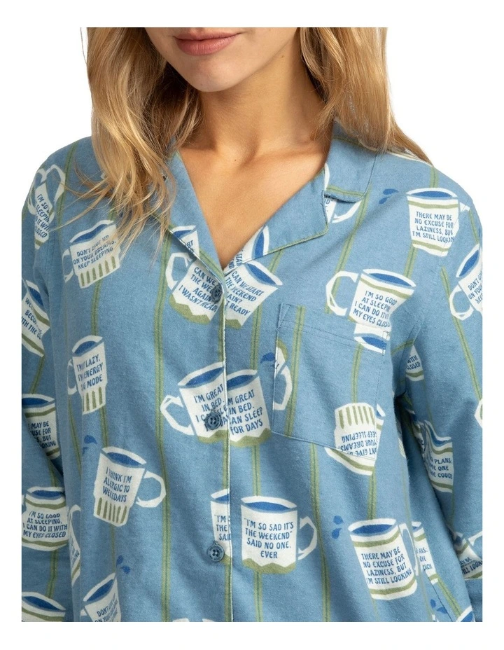 Mitch Dowd - Women's Cuppa Joe Flannel Pyjama Set - Blue image 4