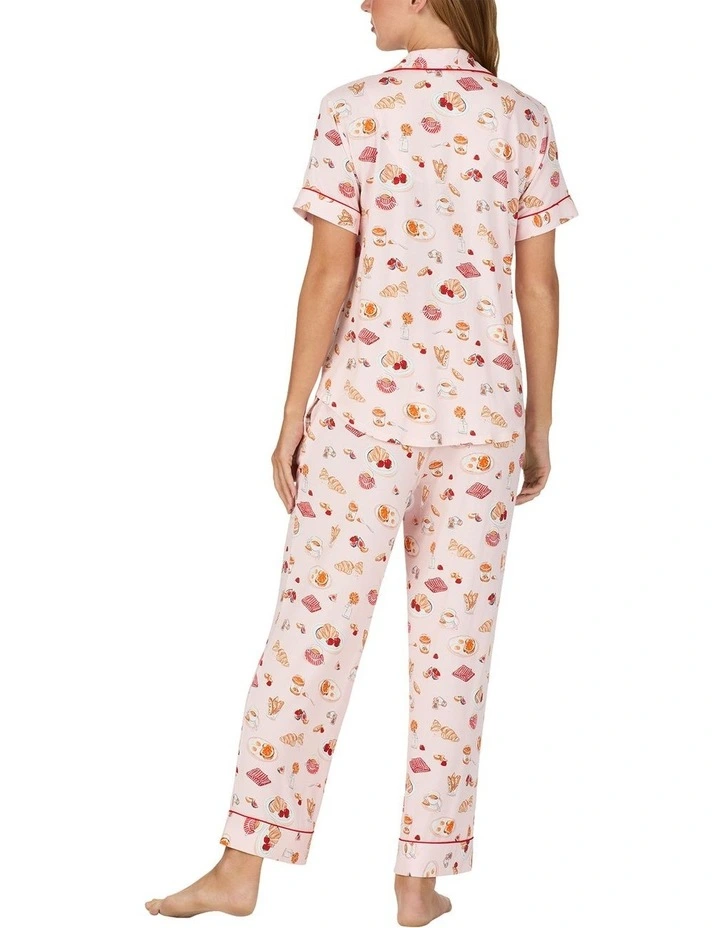 Printed Modal Button Up Short Sleeve Long Pyjama Set image 2