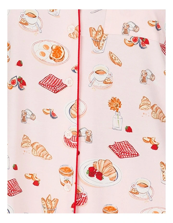 Printed Modal Button Up Short Sleeve Long Pyjama Set image 5