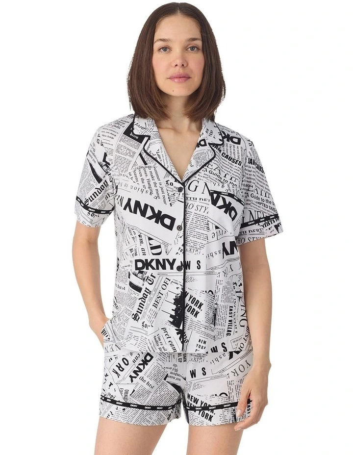 Cotton Jersey Short Sleeve Button-Up Short Pyjama Set image 1