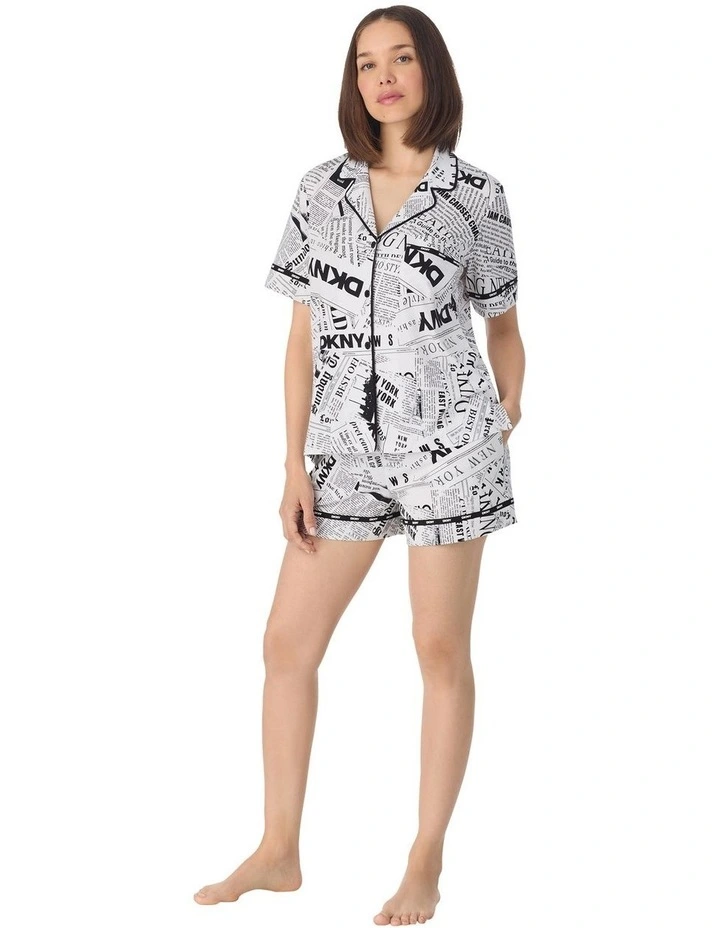 Cotton Jersey Short Sleeve Button-Up Short Pyjama Set image 3