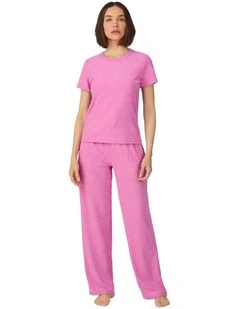 Jacquard Logo Terry Short Sleeve T-Shirt & Pant Long Pyjama Set