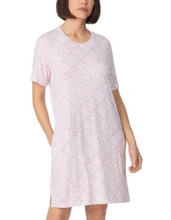 Logo Print Viscose Jersey Short Sleeve T-Shirt Nightgown