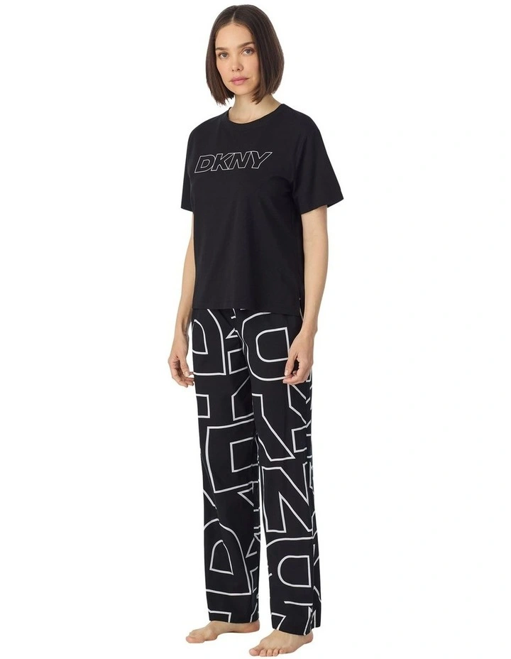 Cotton & Viscose Short Sleeve T-Shirt & Pant Long Pyjama Set image 3