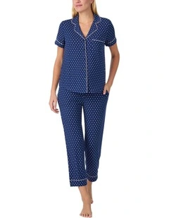 Printed Modal Button Up Short Sleeve Long Pyjama Set