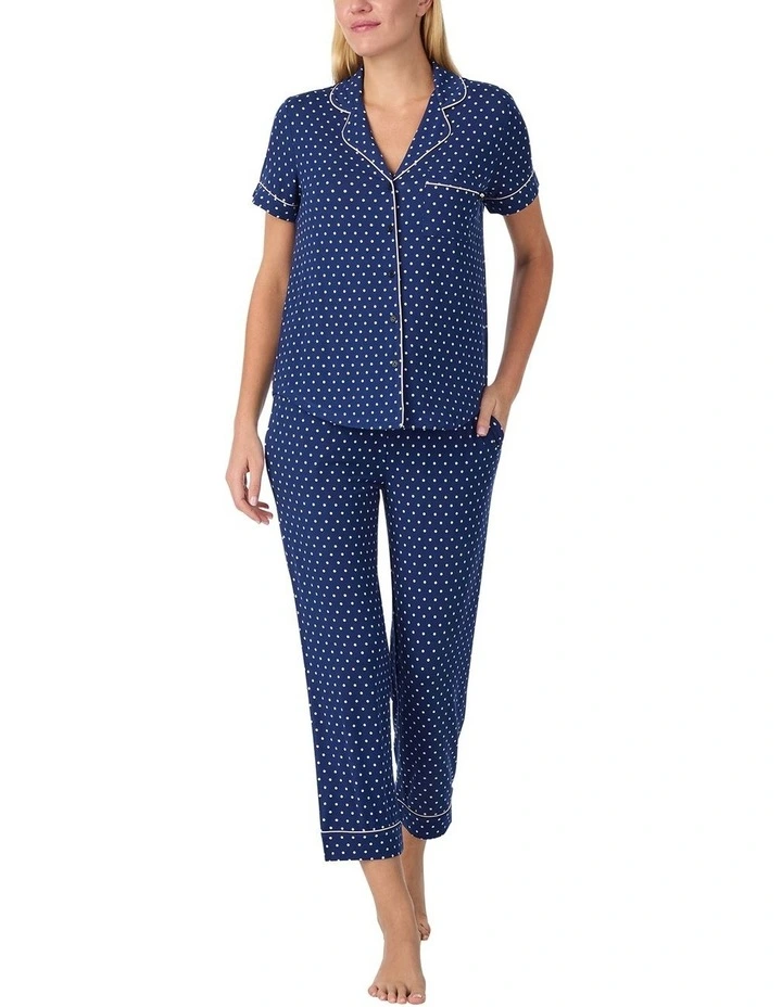 Printed Modal Button Up Short Sleeve Long Pyjama Set image 1