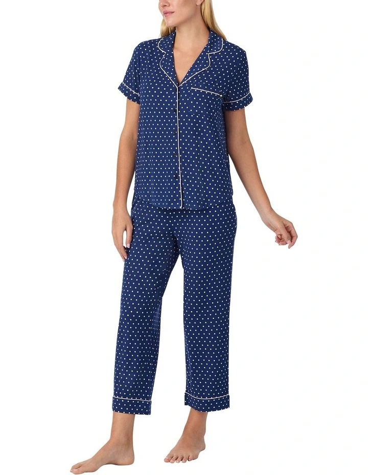Printed Modal Button Up Short Sleeve Long Pyjama Set image 3