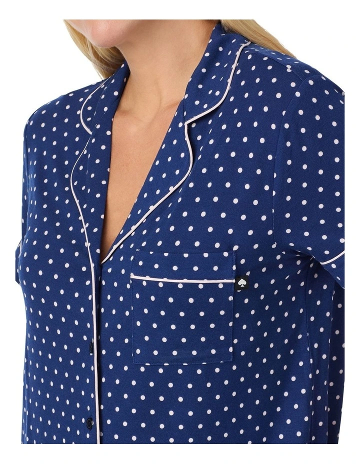 Printed Modal Button Up Short Sleeve Long Pyjama Set image 4