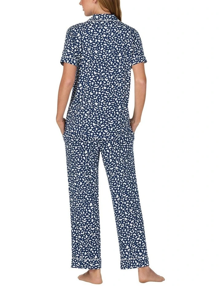 Printed Modal Button Up Short Sleeve Long Pyjama Set image 2