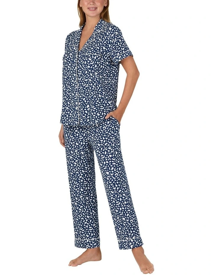 Printed Modal Button Up Short Sleeve Long Pyjama Set image 3