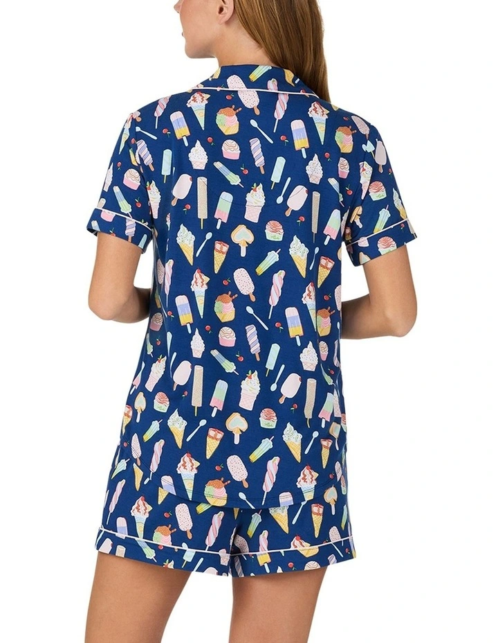 Printed Modal Button Up Short Sleeve Short Pyjama Set image 2