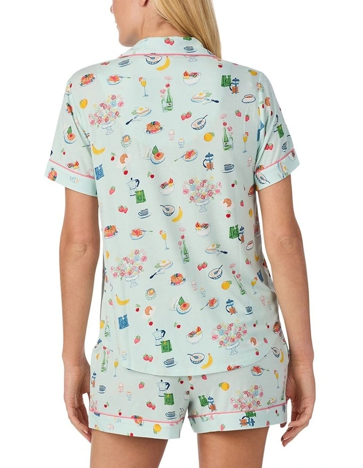 Printed Modal Button Up Short Sleeve Short Pyjama Set image 2