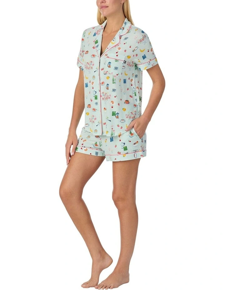 Printed Modal Button Up Short Sleeve Short Pyjama Set image 3