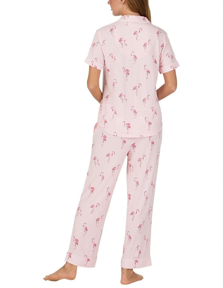 Printed Modal Button Up Short Sleeve Long Pyjama Set image 2