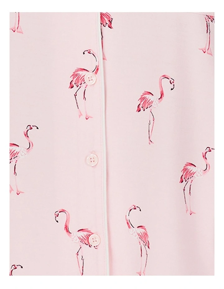 Printed Modal Button Up Short Sleeve Long Pyjama Set image 6
