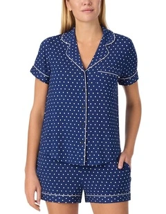 Printed Modal Button Up Short Sleeve Short Pyjama Set