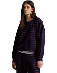 Club Terry Striped Long Sleeve Cotton Jersey Pyjama Set