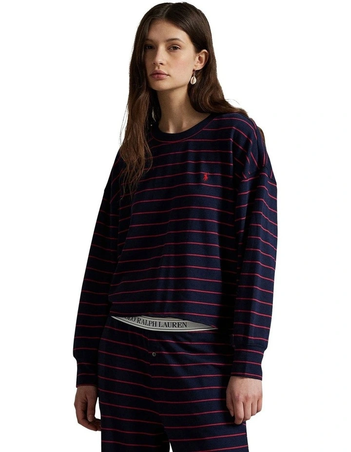 Club Terry Striped Long Sleeve Cotton Jersey Pyjama Set image 1