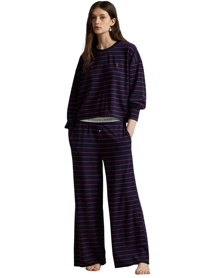 Club Terry Striped Long Sleeve Cotton Jersey Pyjama Set image 3