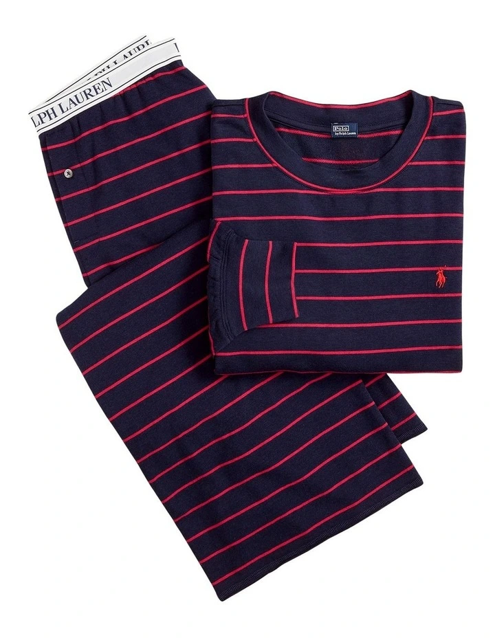Club Terry Striped Long Sleeve Cotton Jersey Pyjama Set image 6