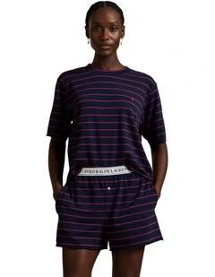 Club Terry Striped Cotton Tee & Boxer Short Pyjama Set