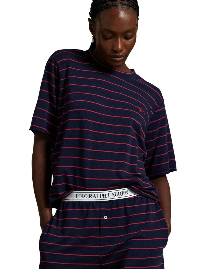 Club Terry Striped Cotton Tee & Boxer Short Pyjama Set image 5