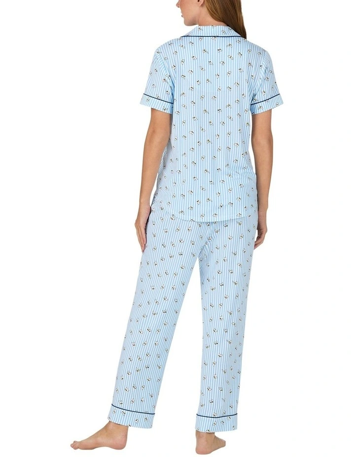 Printed Modal Button Up Short Sleeve Long Pyjama Set image 2