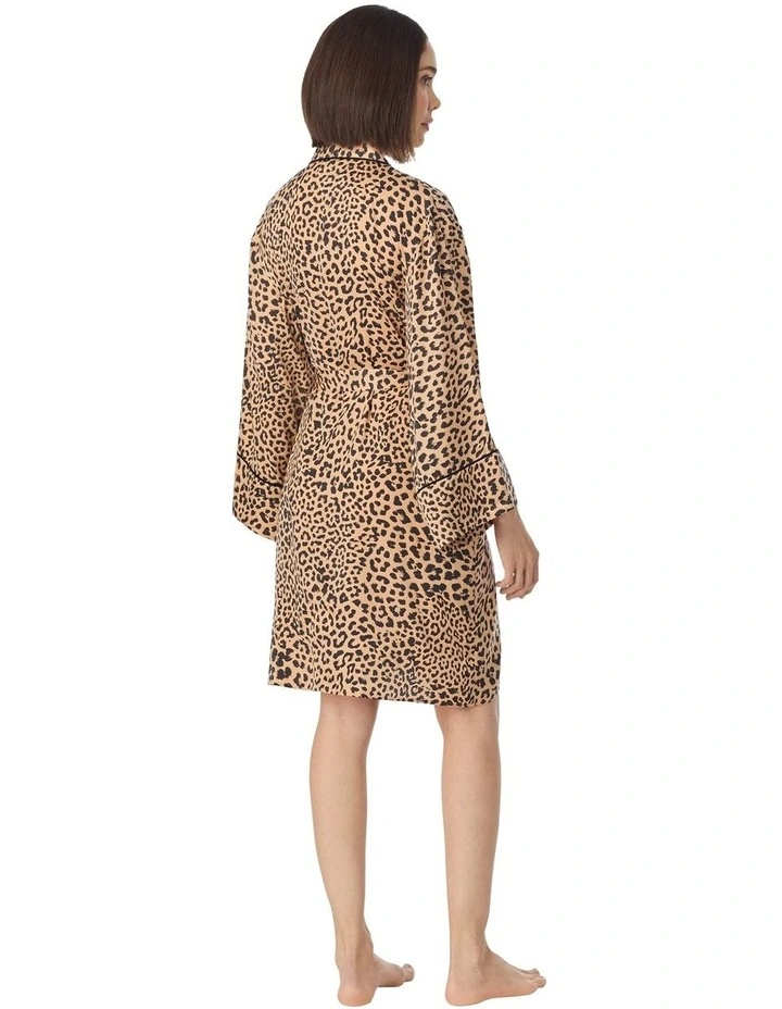 Animal Print Short Satin Lingerie Robe image 2