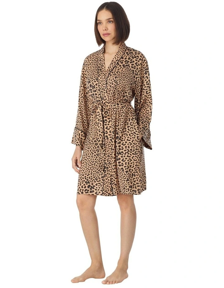 Animal Print Short Satin Lingerie Robe image 3