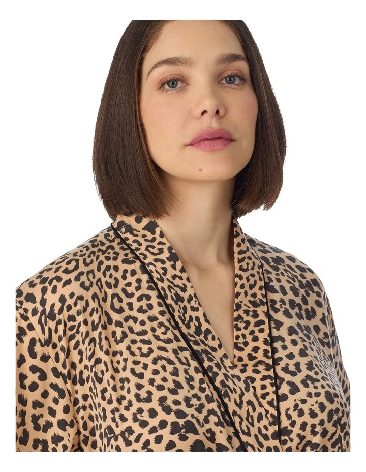 Animal Print Short Satin Lingerie Robe image 4