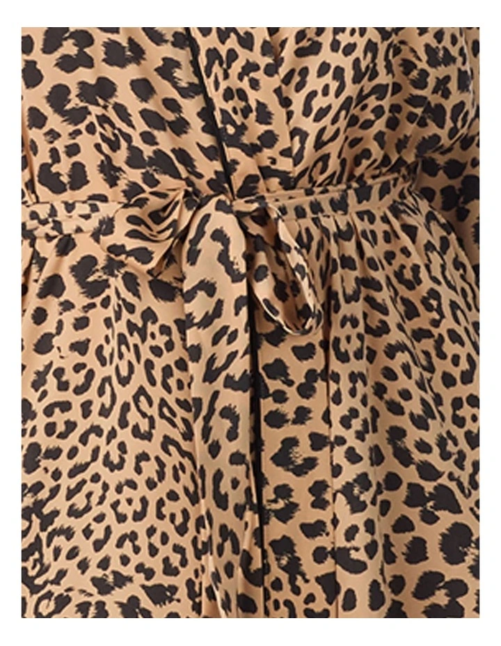 Animal Print Short Satin Lingerie Robe image 5