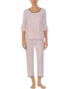 Modal Jersey 3/4 Sleeve Cropped Long Pyjama Set