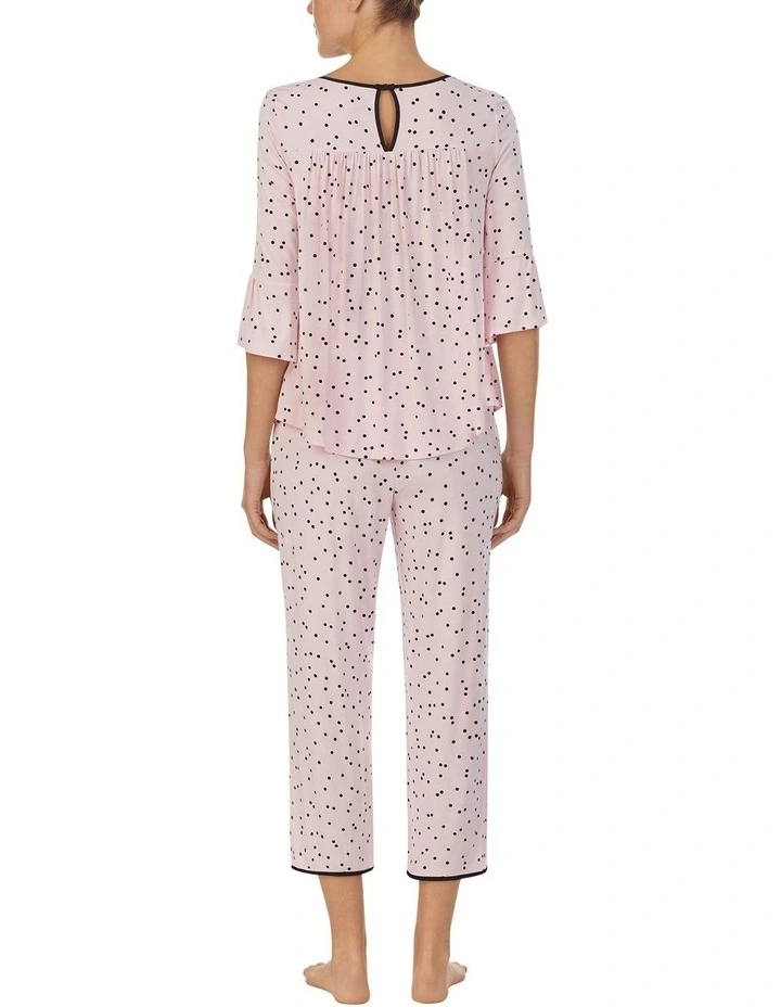 Modal Jersey 3/4 Sleeve Cropped Long Pyjama Set image 2