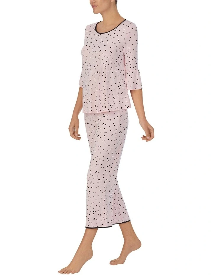 Modal Jersey 3/4 Sleeve Cropped Long Pyjama Set image 3
