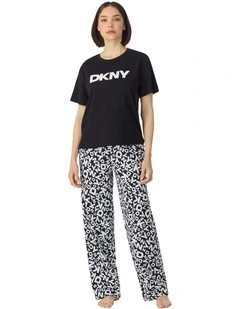 Logo Print Cotton Jersey Short Sleeve T-Shirt & Pant Pyjama Set
