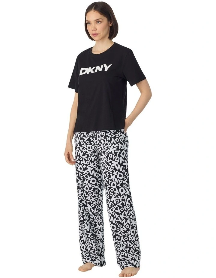 Logo Print Cotton Jersey Short Sleeve T-Shirt & Pant Pyjama Set image 3