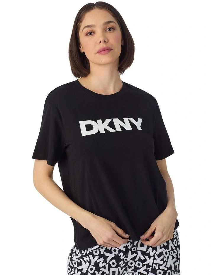 Logo Print Cotton Jersey Short Sleeve T-Shirt & Pant Pyjama Set image 4