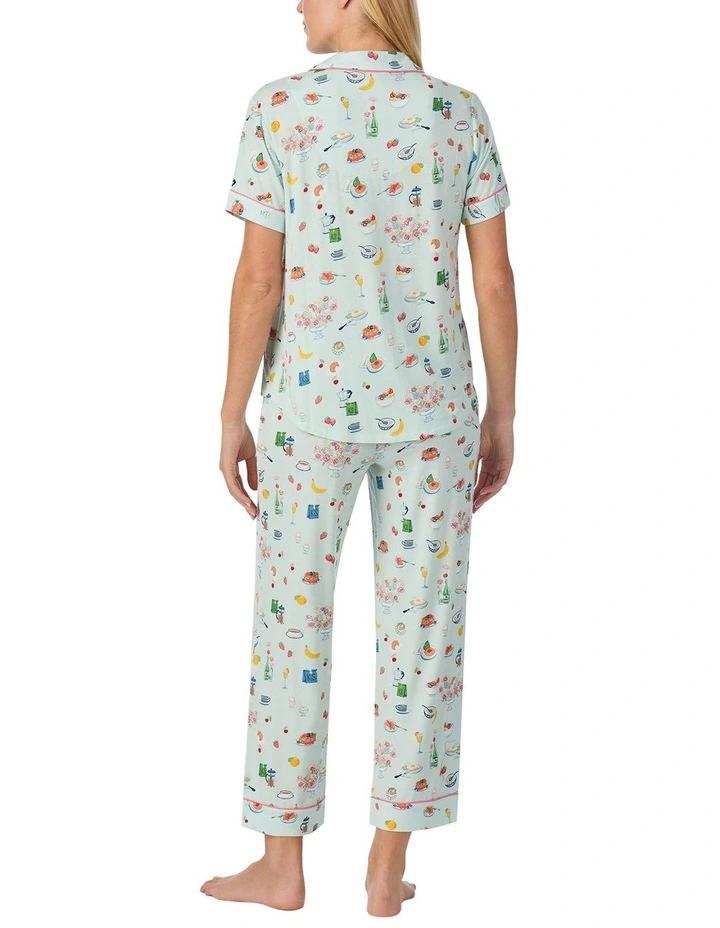 Printed Modal Button Up Short Sleeve Long Pyjama Set image 2