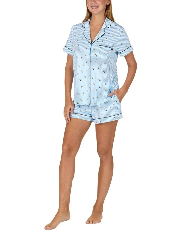 Printed Modal Button Up Short Sleeve Short Pyjama Set image 4