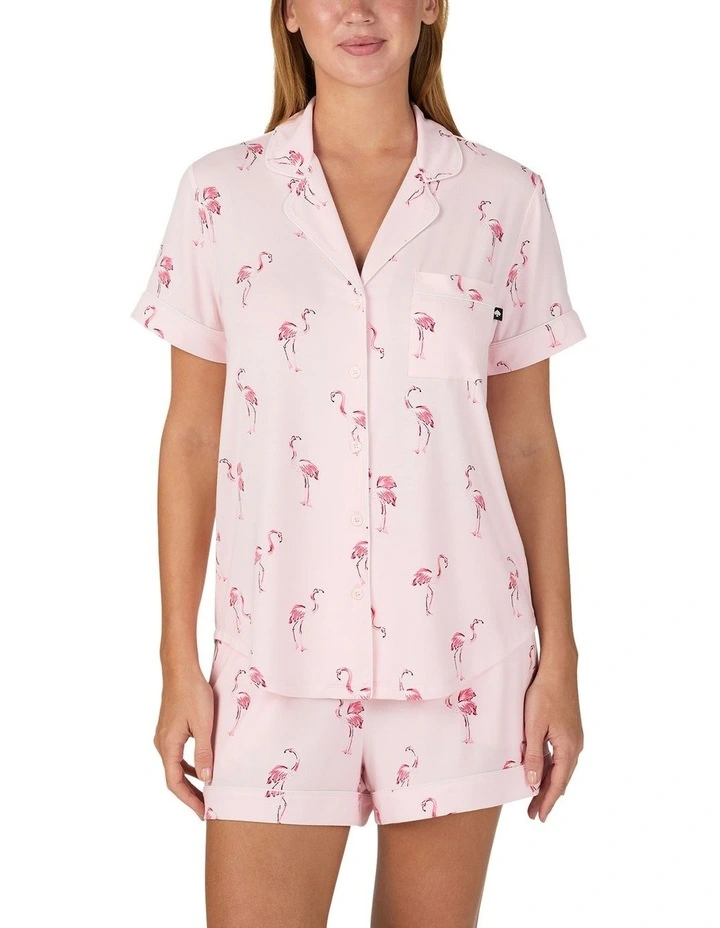Printed Modal Button Up Short Sleeve Short Pyjama Set image 1