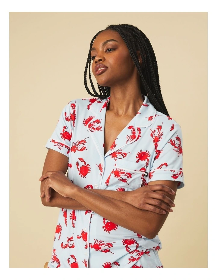 Printed Jersey Button Up Short Sleeve Short Pyjama Set image 3