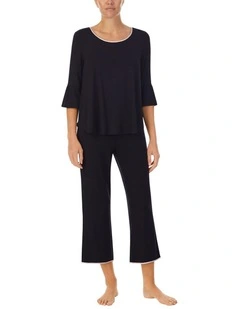Modal Jersey 3/4 Sleeve Cropped Long Pyjama Set