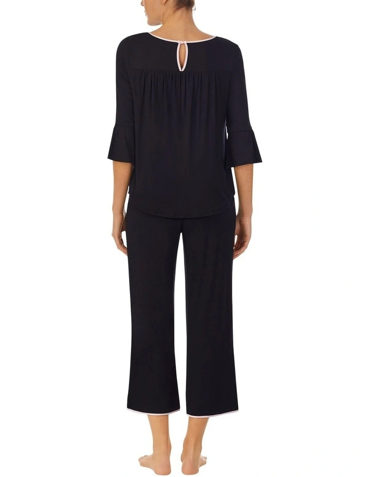 Modal Jersey 3/4 Sleeve Cropped Long Pyjama Set image 2