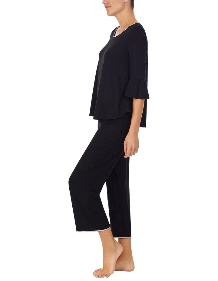 Modal Jersey 3/4 Sleeve Cropped Long Pyjama Set image 3