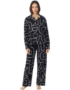 Cotton & Viscose Button Up Long Sleeve Long Pyjama Set