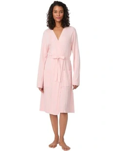 Logo Pointelle Knit Short Dressing Gown House Robe