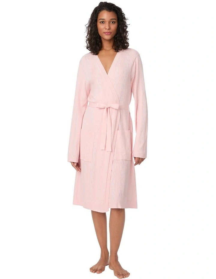 Logo Pointelle Knit Short Dressing Gown House Robe image 1
